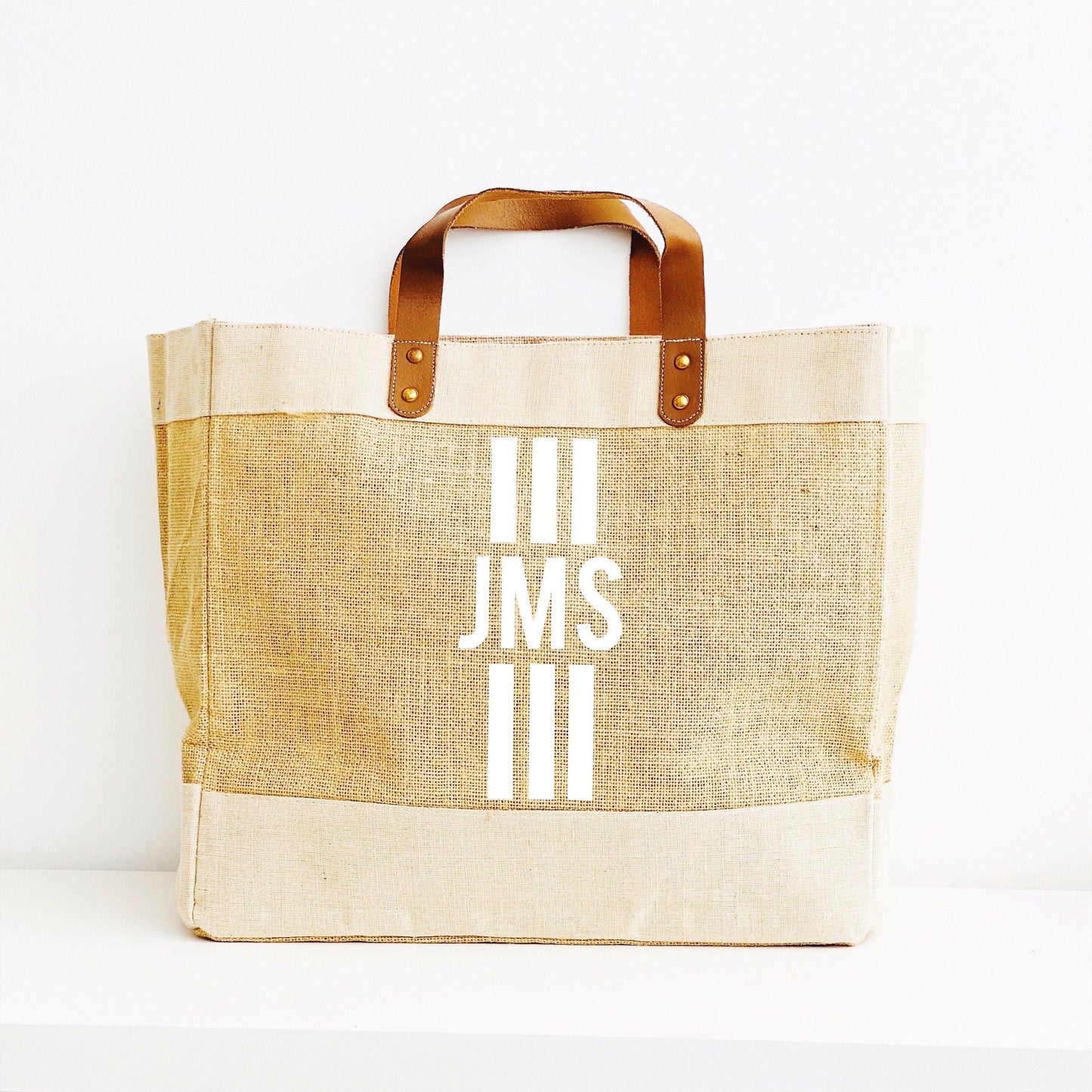 Personalised Jute Shopping Bag - Monogram Tote Bag - Glam & Co Designs Ltd