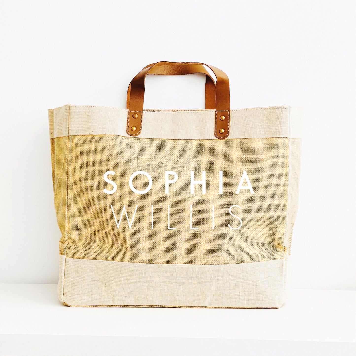 Personalised Jute Tote Bag - Custom Name Tote Bag - Glam and Co 